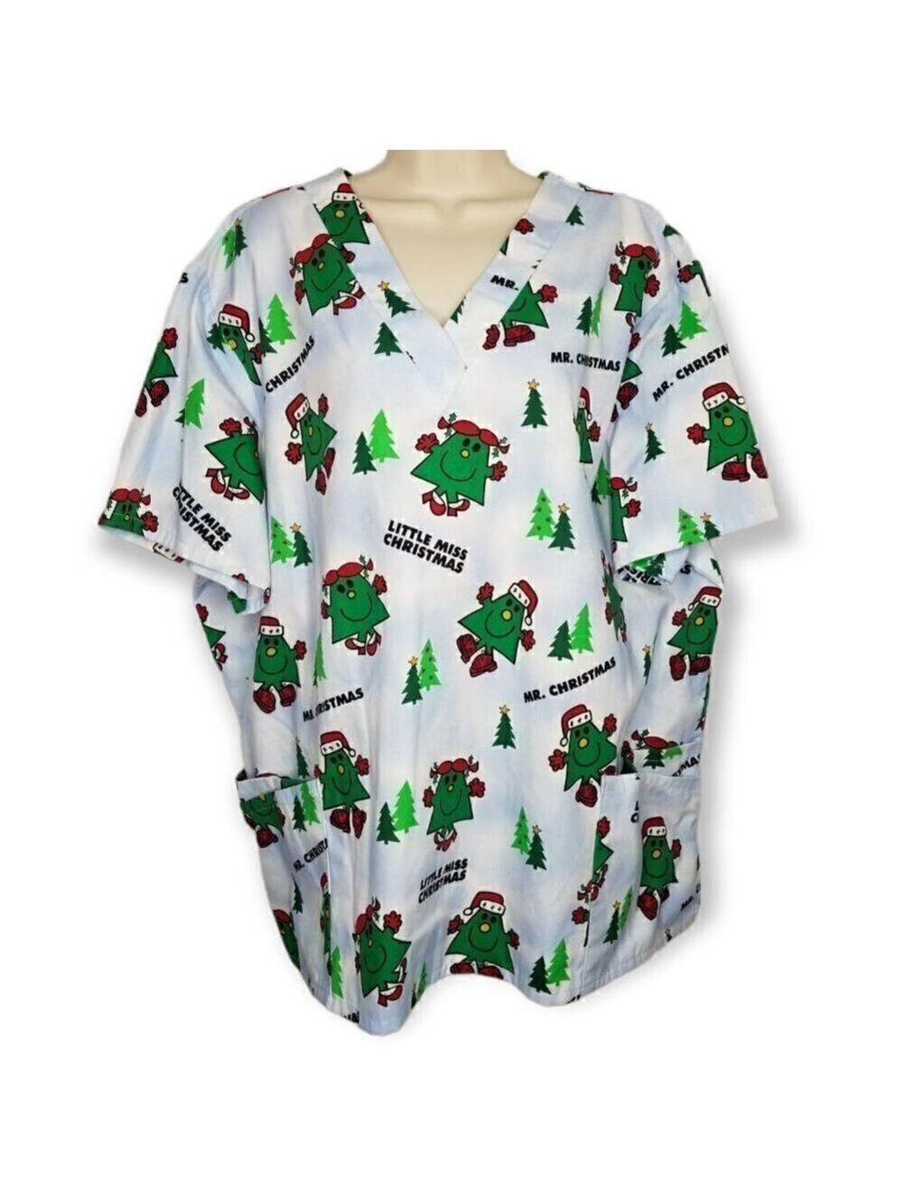 Mr and Little Miss‎ Christmas Tree Scrub Top Size 3X